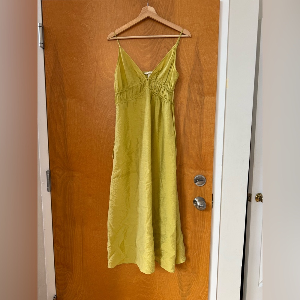 SOLD!!H&M Lime Green Spaghetti‑Strap Maxi Dress